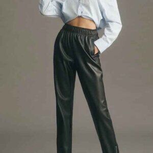 Avec Les Filles Faux Leather Joggers in Black - Size L